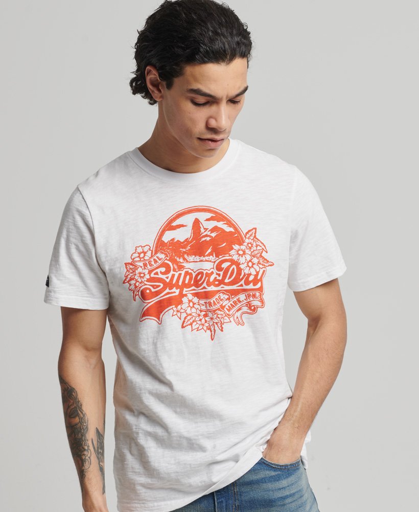 Mens - Vintage Logo Seasonal T-Shirt in Brilliant White Slub | Superdry UK