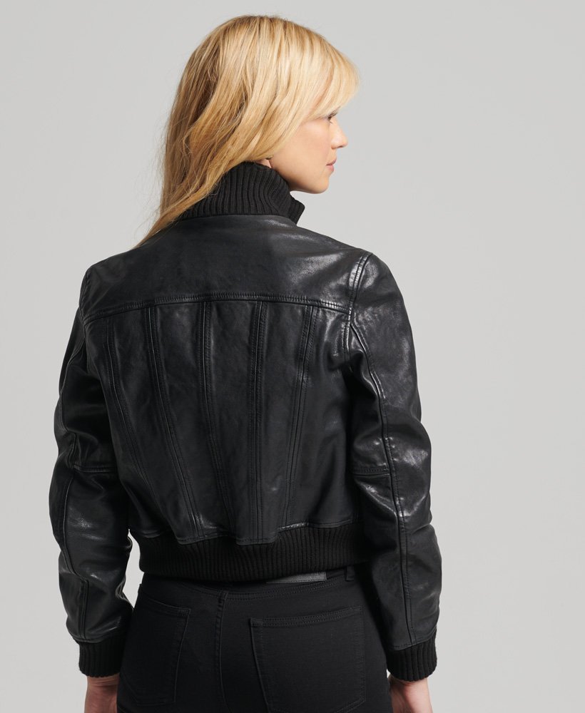Bomber Jacket With Leather Sleeves | Lindsay King