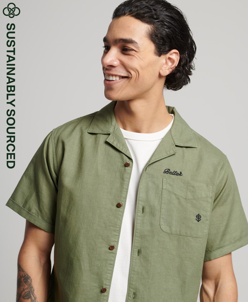 Men's Vintage Resort Shirt in Olive Khaki | Superdry US