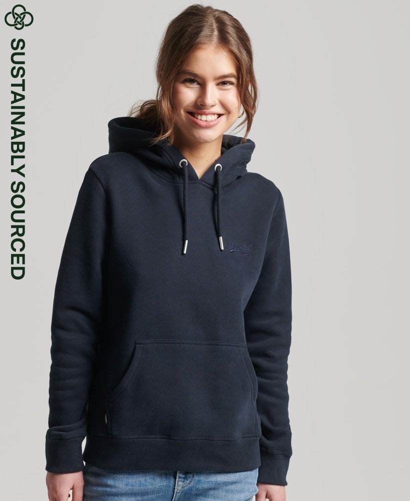 Womens - Organic Cotton Vintage Logo Embroidered Hoodie in Eclipse Navy |  Superdry UK