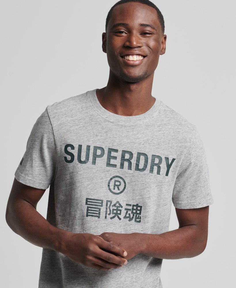 Men's Vintage Corporation Logo Marl T-Shirt in Athletic Grey Marl