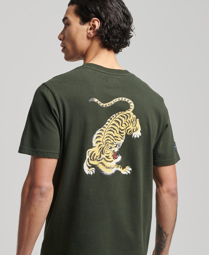 Easy Tiger Vintage Unisex T-Shirt. Slim Fit Olive Green Tee. Shirt