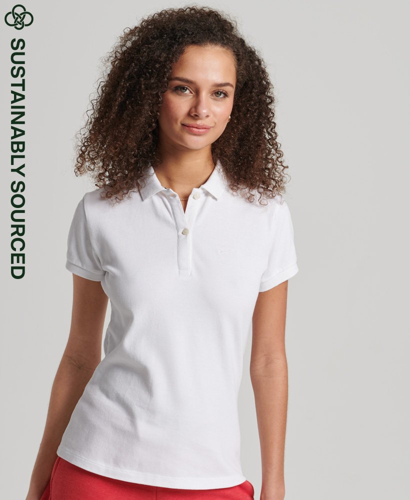 Women's Organic Cotton Vintage Pique Polo Shirt in Optic | Superdry US