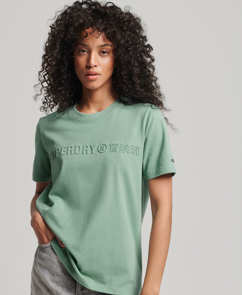 Women\'s Vintage Corporate Logo Marl T-Shirt in Sage Marl | Superdry US