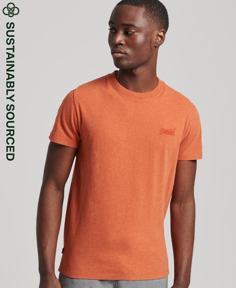Men\'s Organic Cotton Essential Logo Rust Marl | US in Superdry Orange T-Shirt