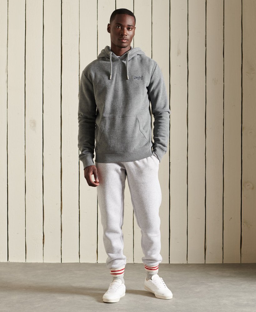 Mens - Vintage Logo Embroidered Hoodie in Grey | Superdry