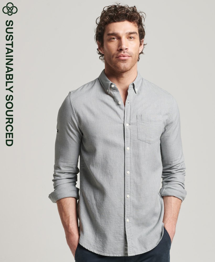 Superdry Camisa algodón orgánico con textura y manga larga - Hombre Camisas para Hombre
