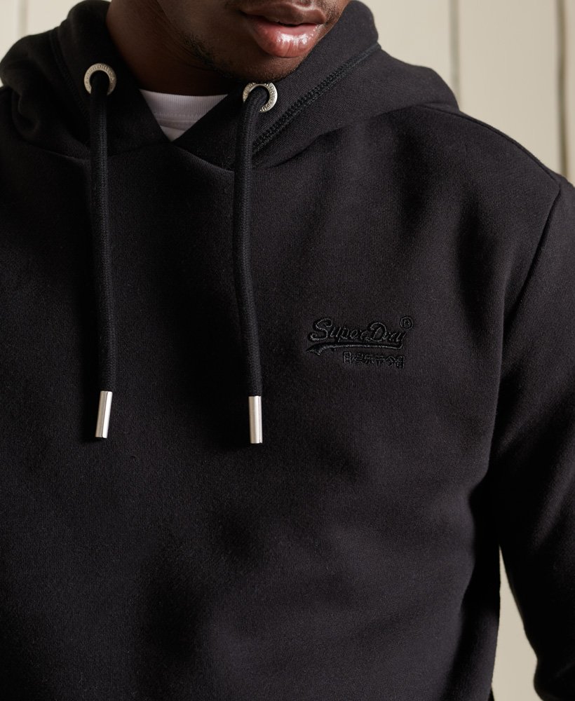 Mens - Vintage Logo Embroidered Hoodie in Black | Superdry UK
