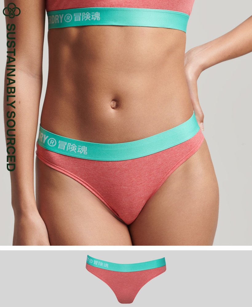 Womens - Organic Cotton Offset Logo Bikini Briefs in Coral Marl