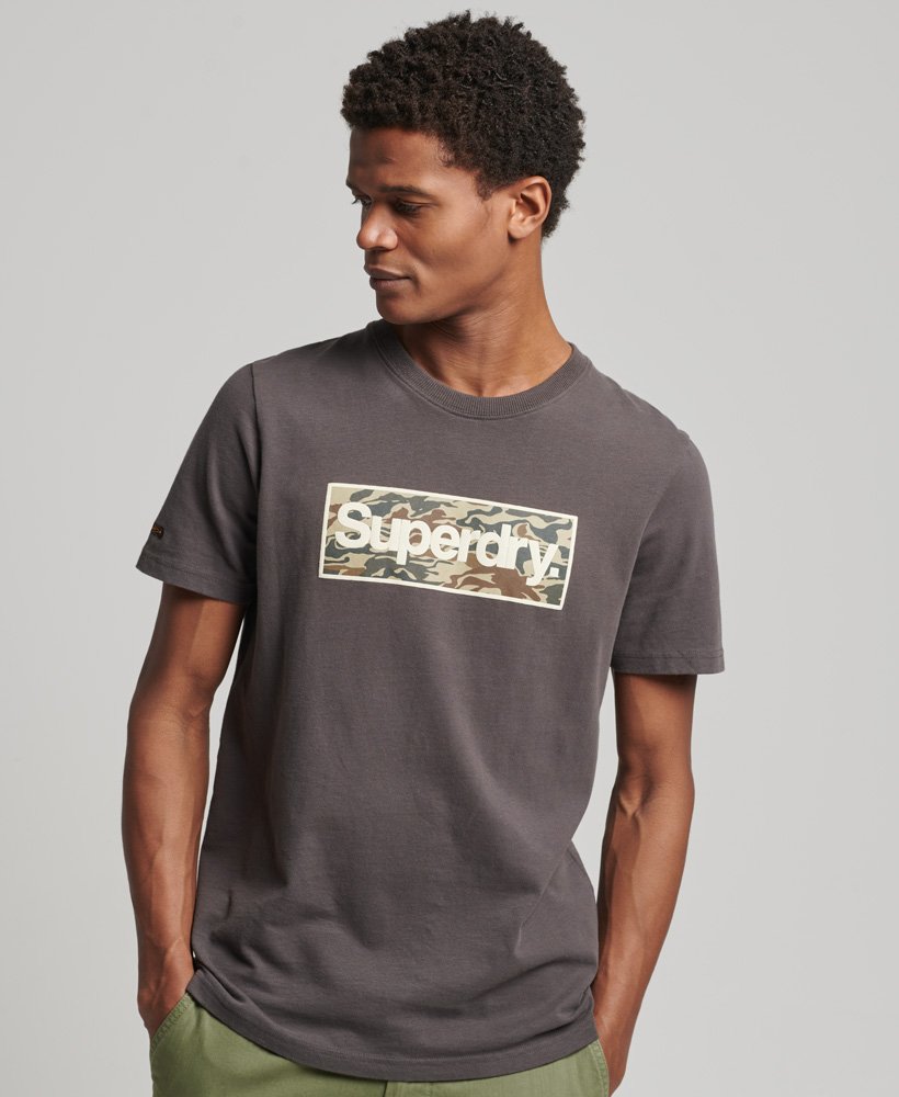 Men's Camo Core Logo T-Shirt in Black | Superdry