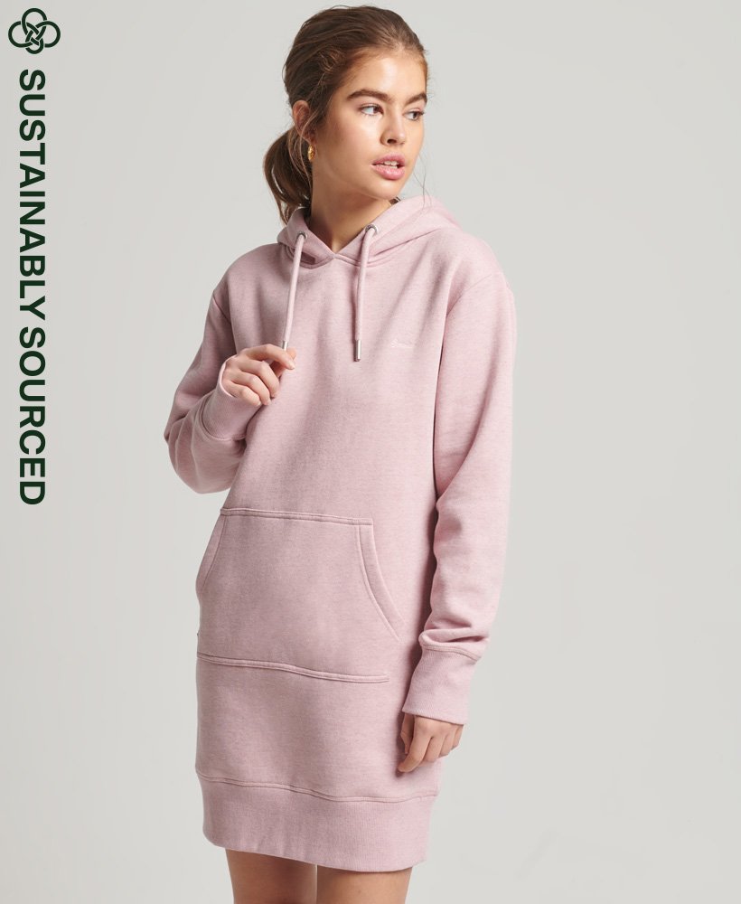 Womens Organic Cotton Vintage Logo Hoodie Dress in Soft Pink Marl Superdry UK