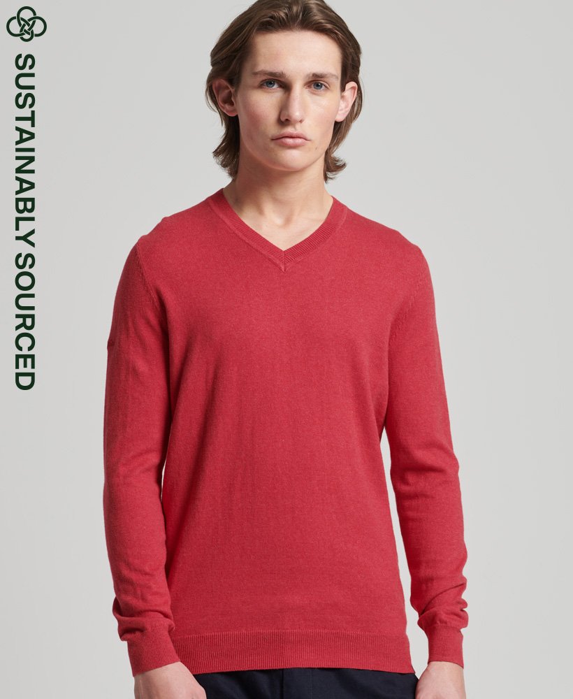 Mens - Organic Cotton Vintage Cashmere Blend Jumper in Red | Superdry