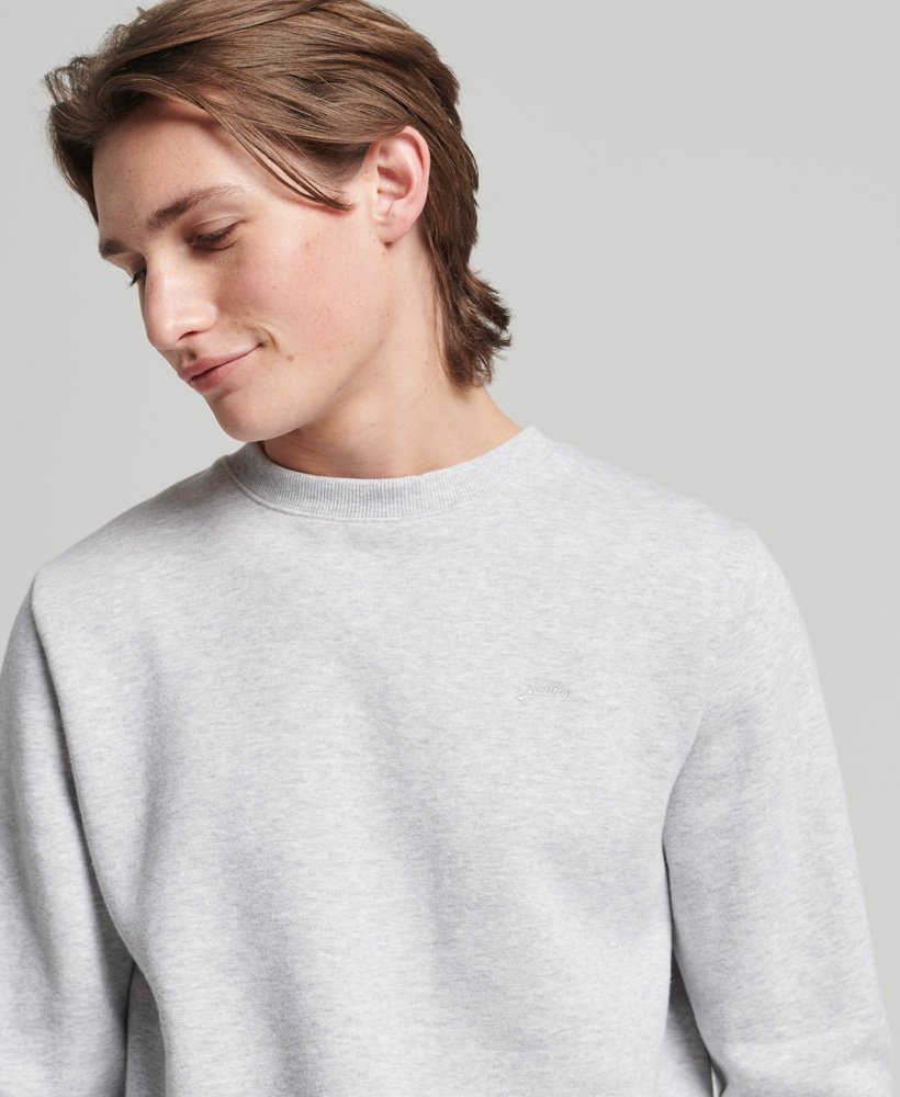 Mens - Organic Cotton Vintage Logo Crew Sweatshirt in Glacier Grey Marl ...