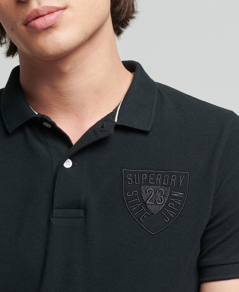 Mens - Organic Cotton Vintage Superstate Polo Shirt in Black 