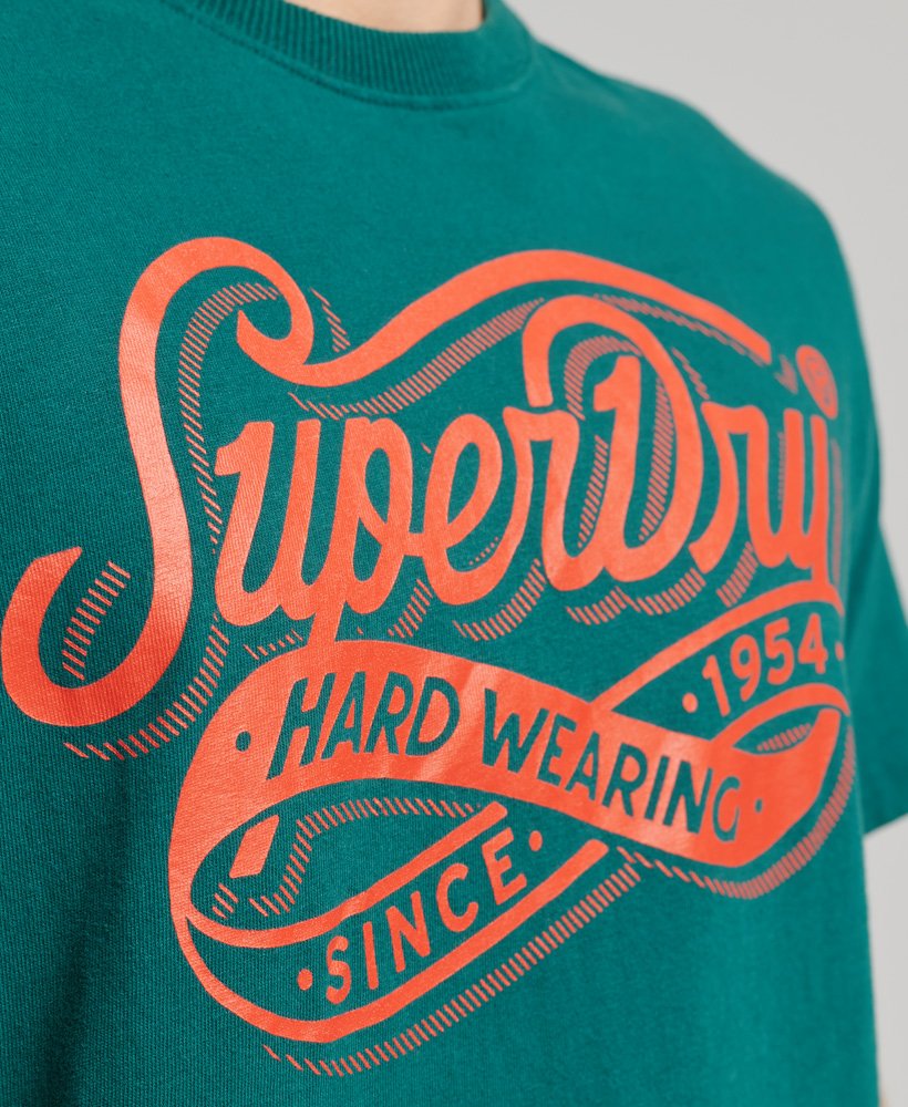 Mens - Script Style Workwear T-Shirt in Dark Forest Green | Superdry UK