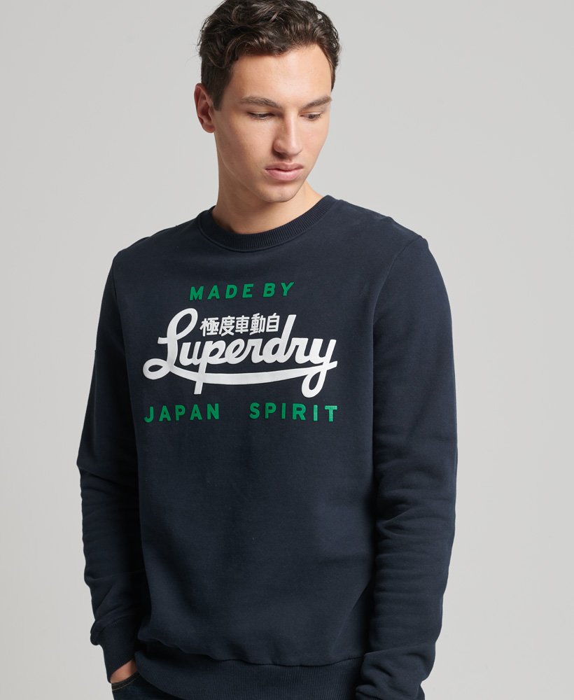 Doctor in de filosofie Grootte Weerkaatsing Superdry Mens Script Style College Crew Sweatshirt | eBay
