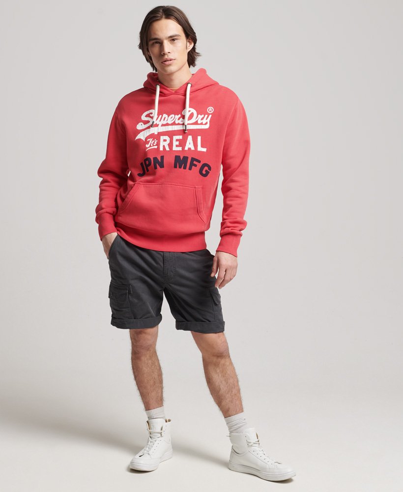 Mens Vintage Logo American Classics Hoodie in Campus Red Superdry