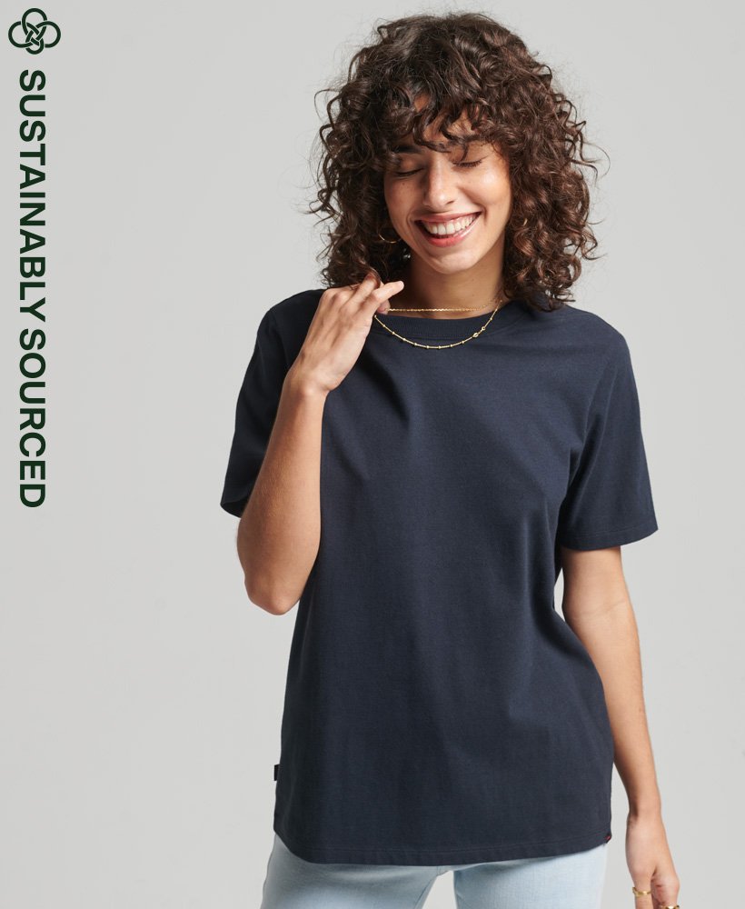 T-Shirt Marineblau Bio-Baumwolle Damen Finster Superdry CH-DE | aus Vintage Logo