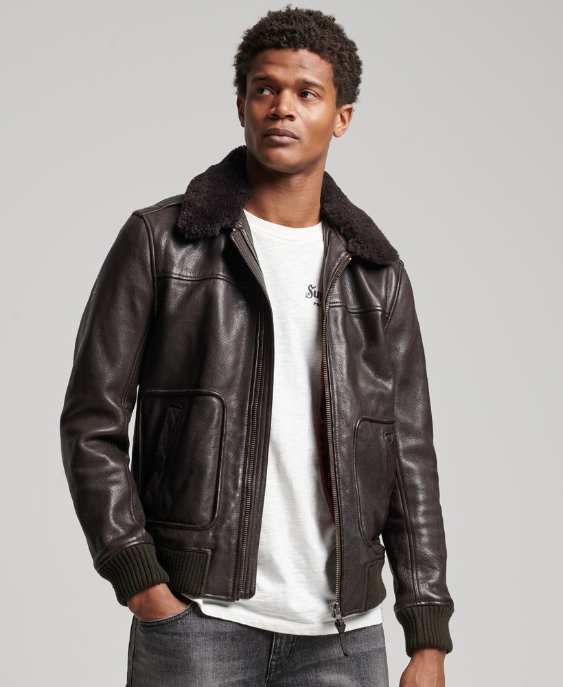 leather bomber aviator jacket