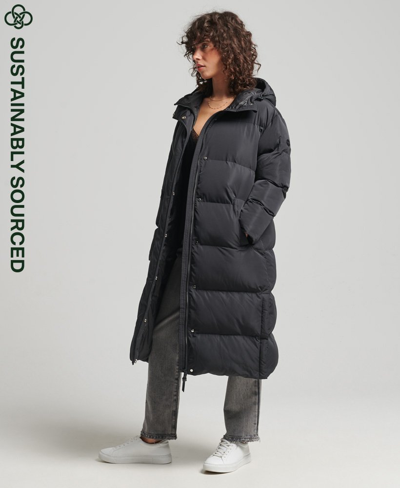 Womens Longline Duvet Coat in Black Superdry UK