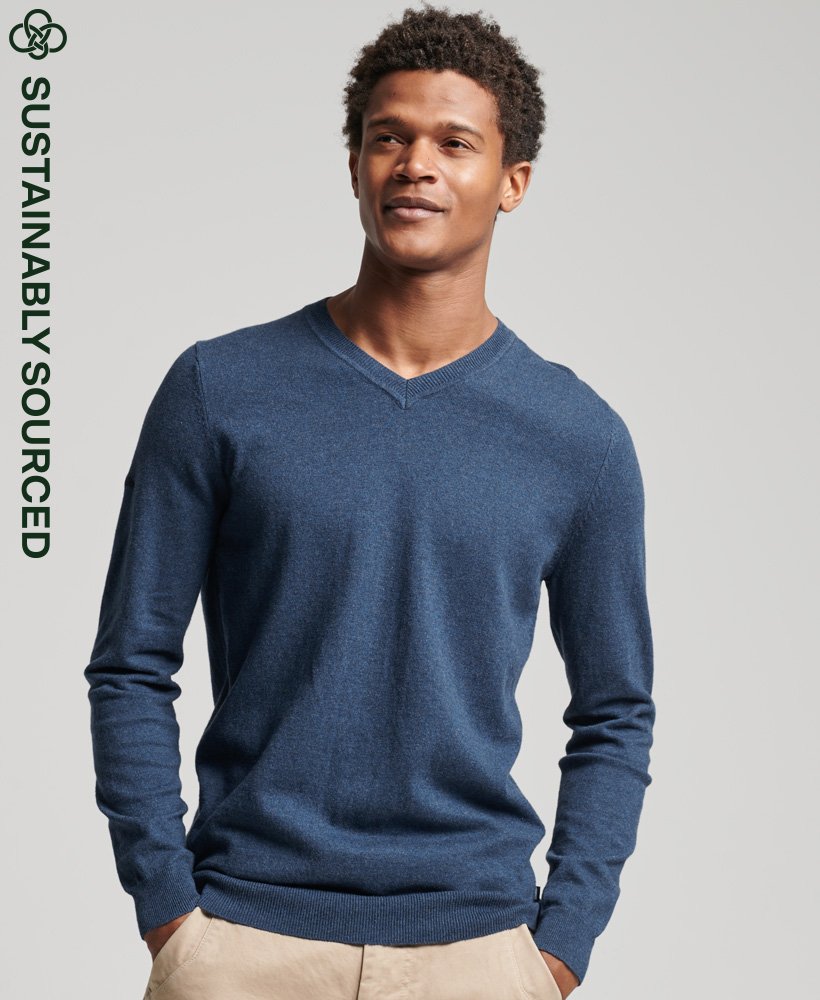 Mens Clothing Sweaters and knitwear V-neck jumpers Superdry Organic Cotton Vintage Cashmere Blend Jumper Black for Men 