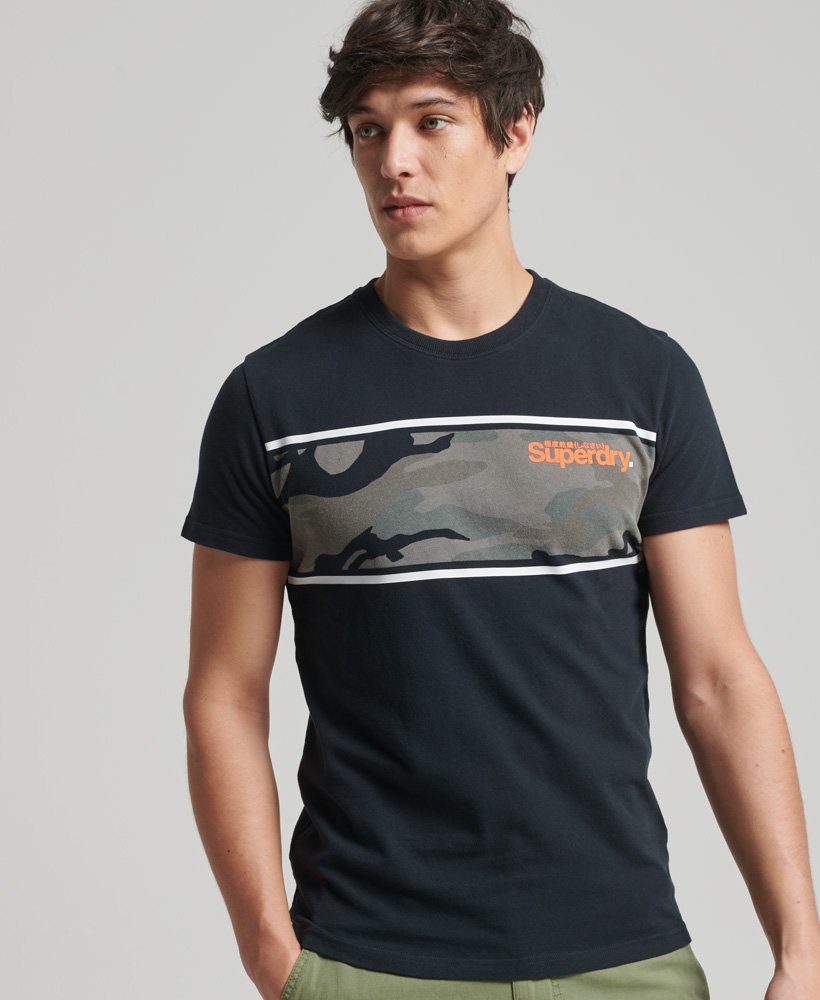 Mens - Core Logo Camo Stripe T-Shirt in Black | Superdry