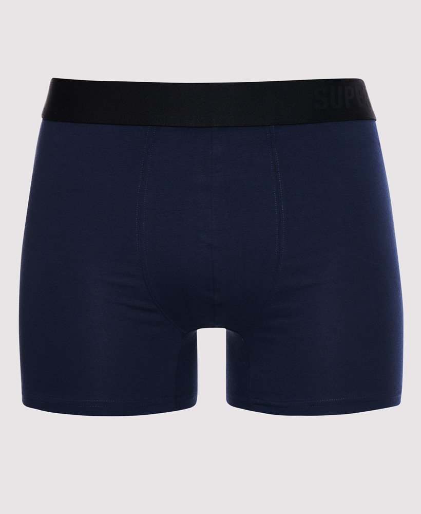 Mens - Organic Cotton Offset Boxer Double Pack in Navy | Superdry