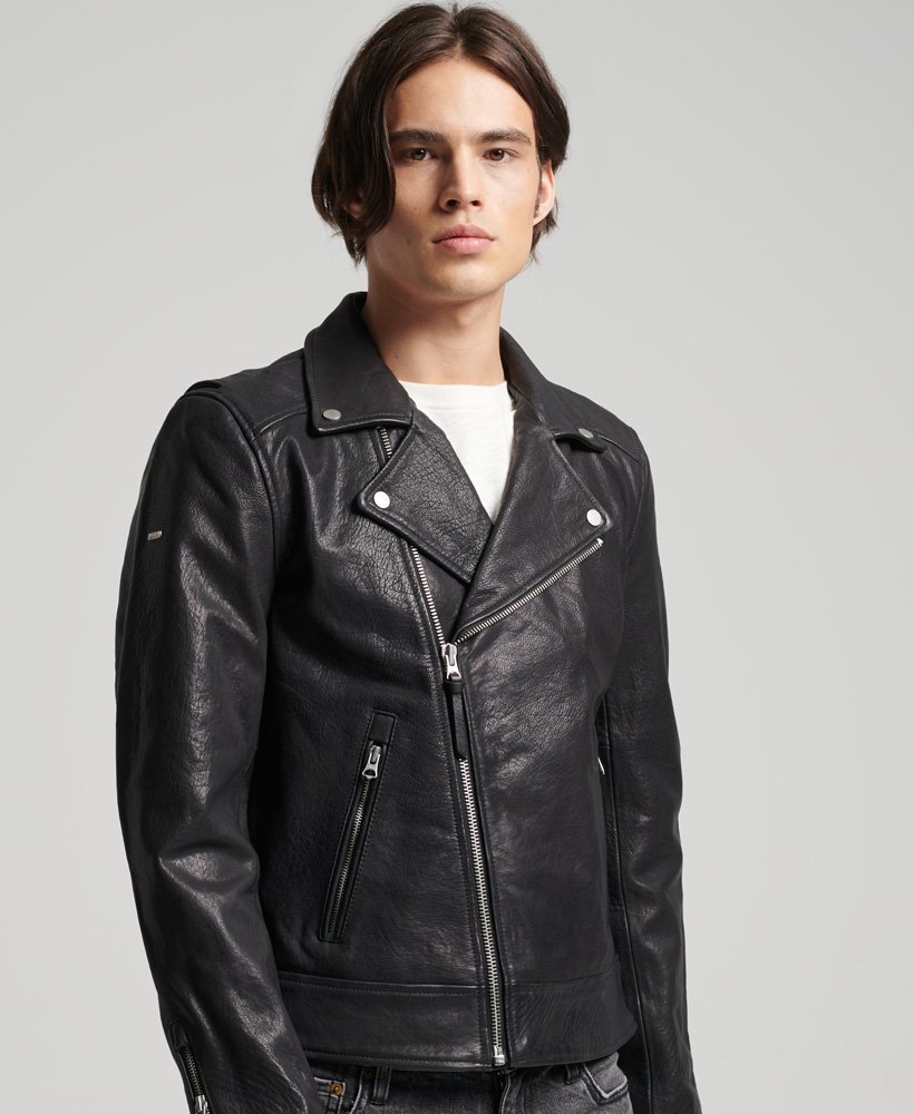 Leather Motorcycle Jacket (Black)