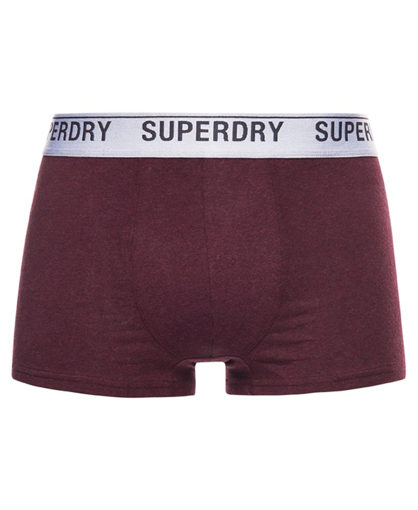 Men’s - Organic Cotton Trunk Triple Pack in Burgundy/red/pink | Superdry