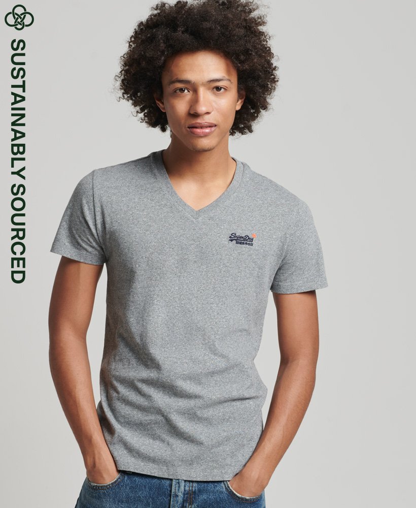Grau Meliert CH-DE T-Shirt Noos mit Herren Bio-Baumwolle Superdry | Klassisches V-Ausschnitt aus