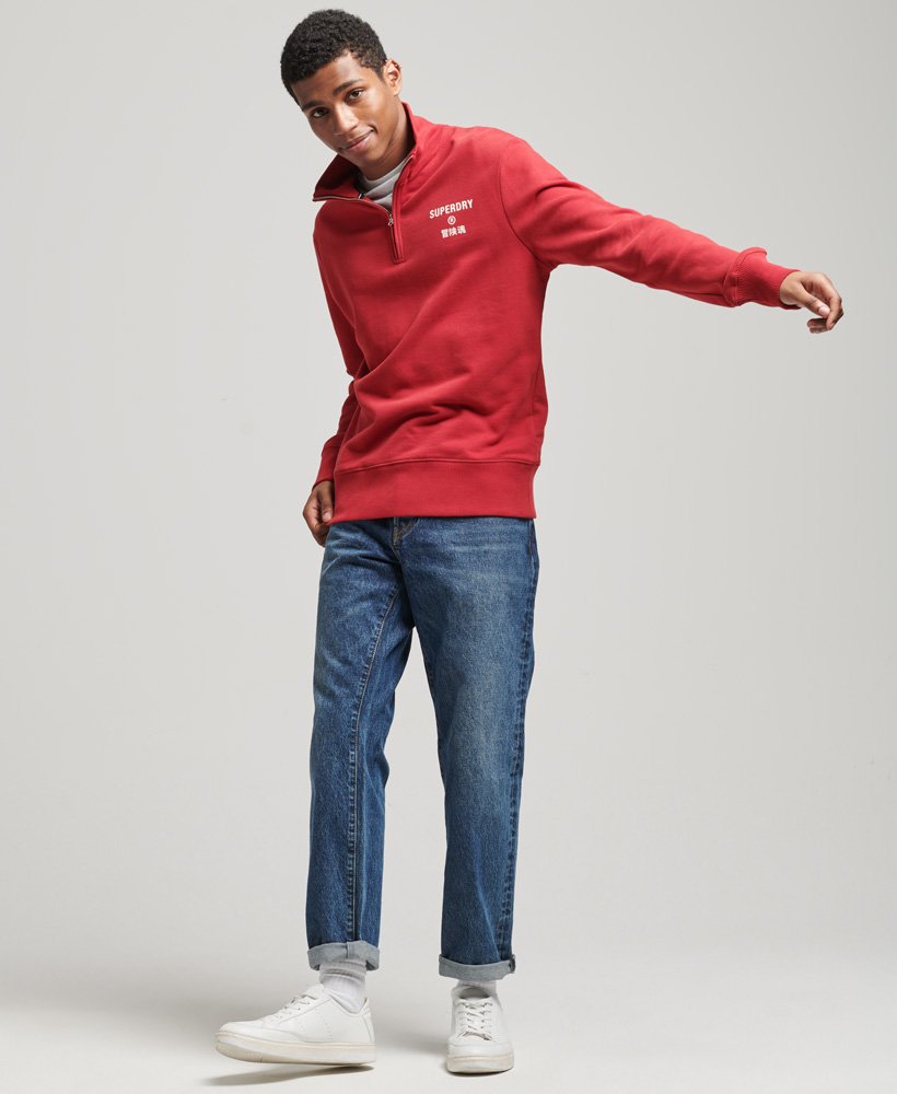 Mens - Code Core Sport Half Zip Sweatshirt in Red | Superdry