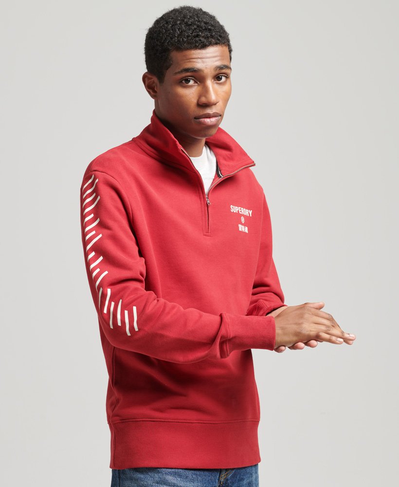 Mens - Code Core Sport Half Zip Sweatshirt in Red | Superdry