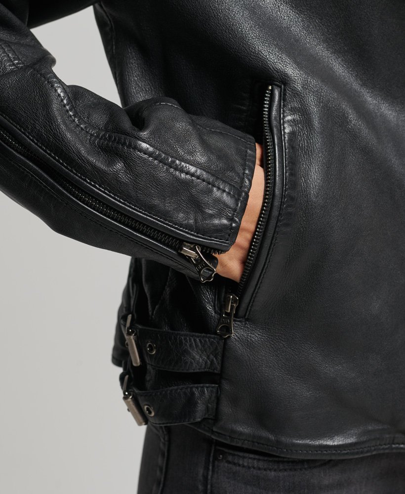 Superdry - Blouson de motard en cuir classique - Femme Vestes pour Femme