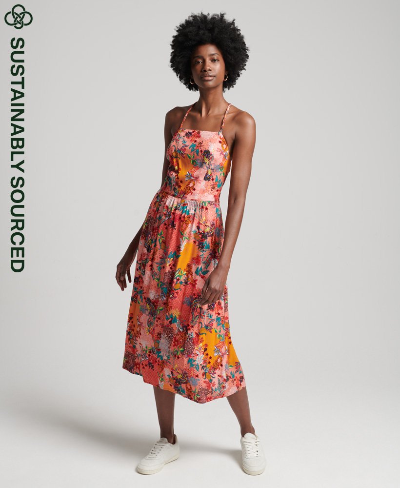 Womens - Vintage Cami Maxi Dress in Mixed Print Coral