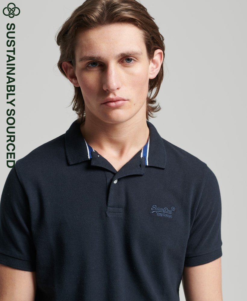 øje alien Finde sig i Mens - Organic Cotton Essential Classic Pique Polo Shirt in Navy | Superdry
