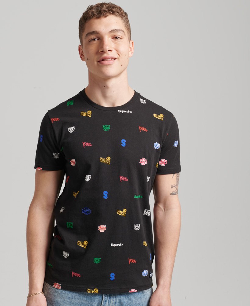 Superdry Herren Leichtes Kurzarm-T-Shirt Mit Durchgehendem Print 