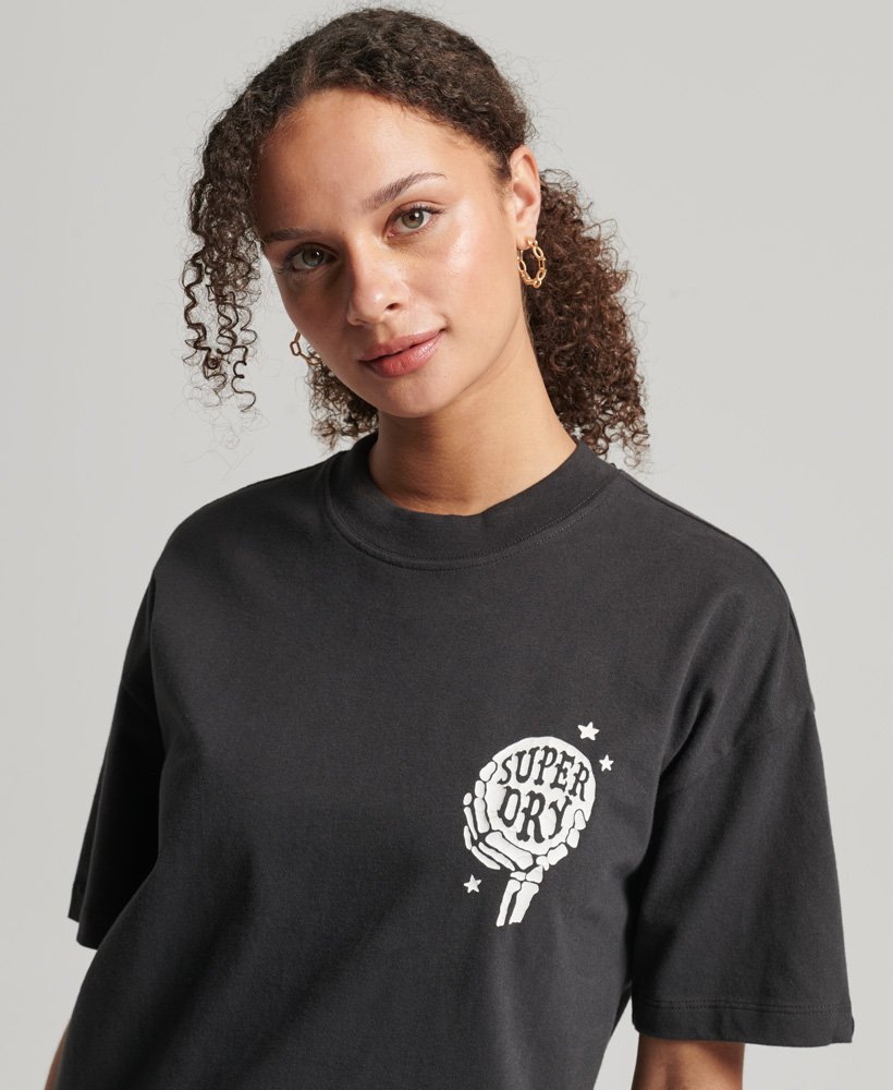Womens - Vintage Celestial T-Shirt in Bison Black | Superdry UK