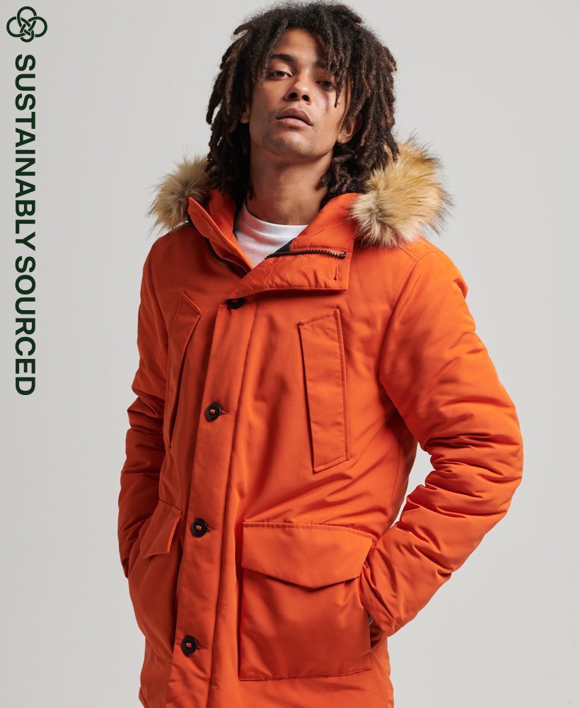 Orange Parka à capuche avec fausse fourrure Everest - pour Homme | Superdry  FR