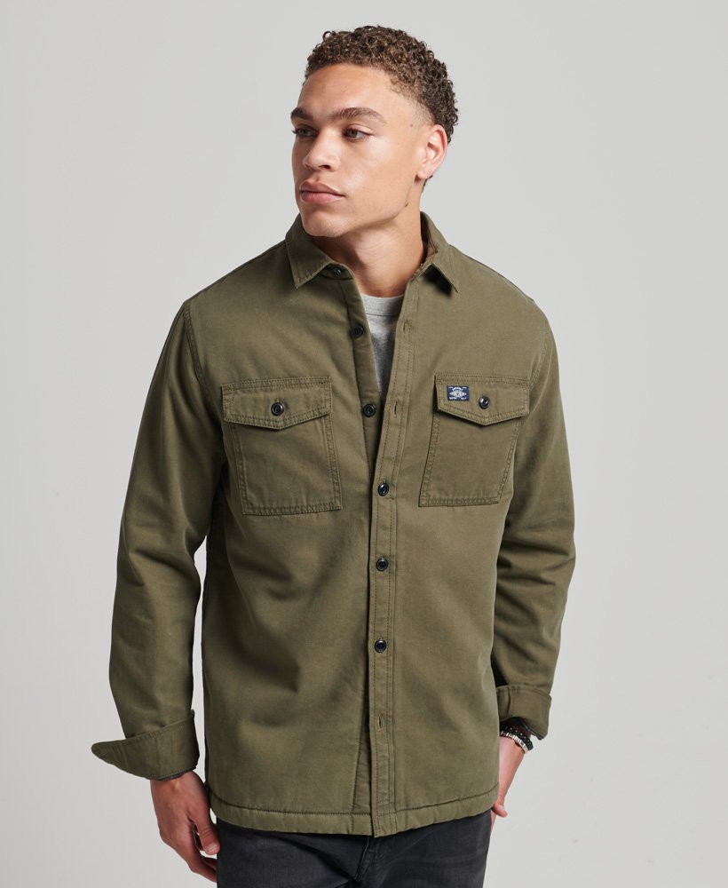 Mens - Borg Lined Miller Overshirt in Green | Superdry