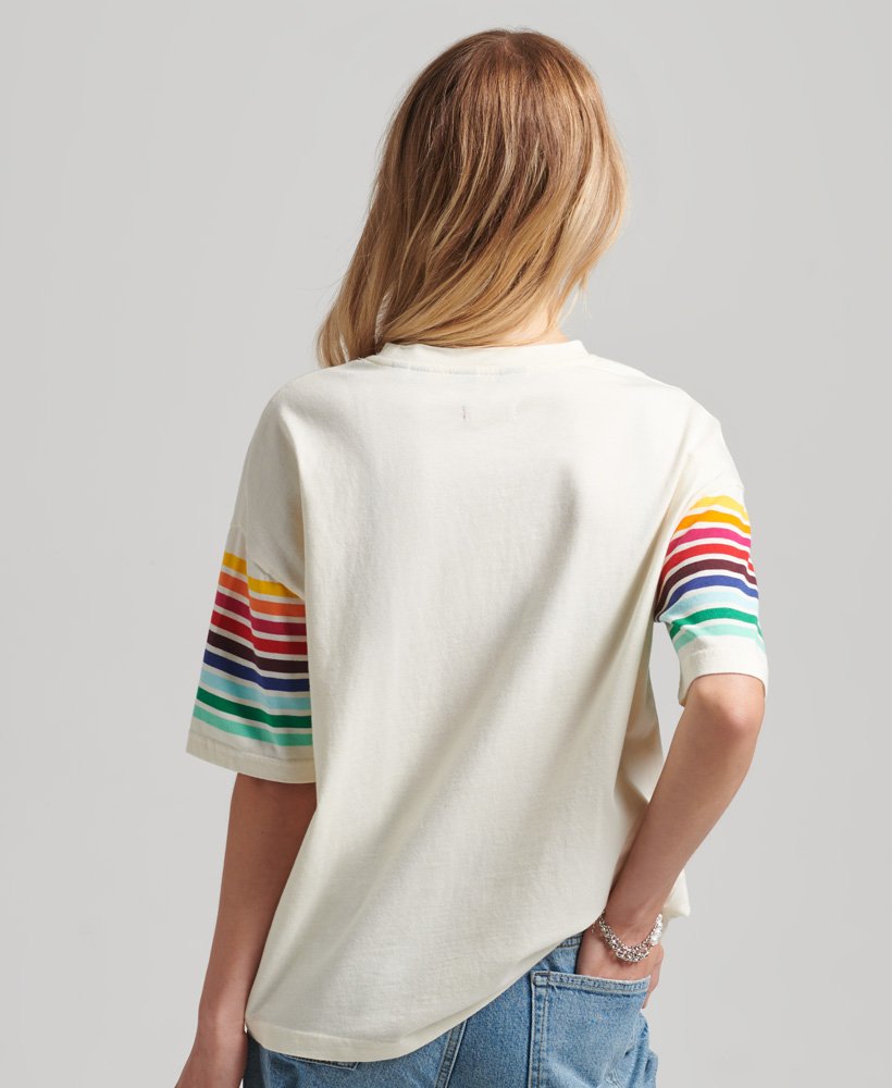 Womens Organic Cotton Cali Stripe 20 T Shirt In Buttercream