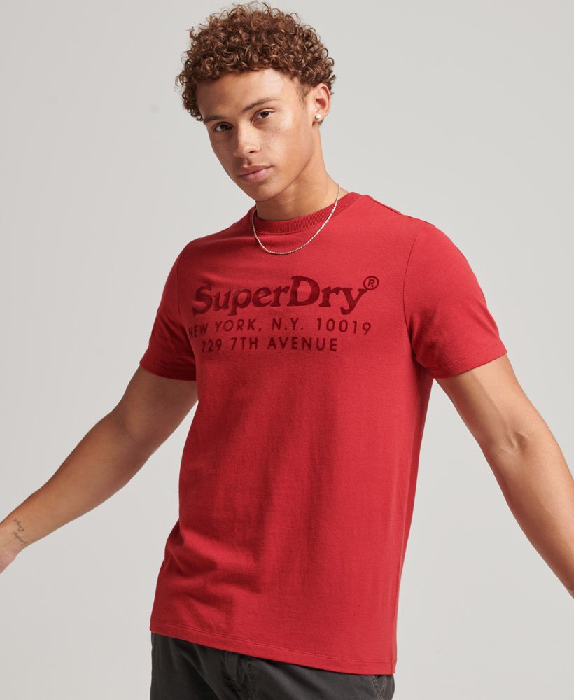 CH-DE Superdry T-Shirt Herren | Meliert Vintage Sattes mit Rot Grafik