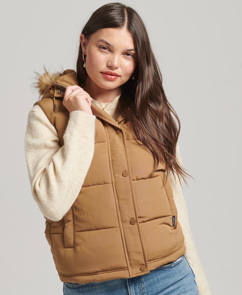 Fur hood best sale vest womens