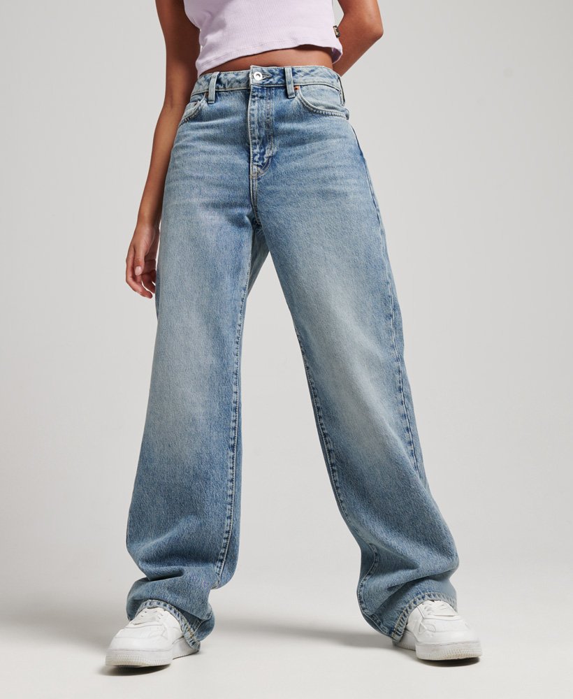 Womens - Organic Cotton Wide Leg Jeans in Light Blue | Superdry