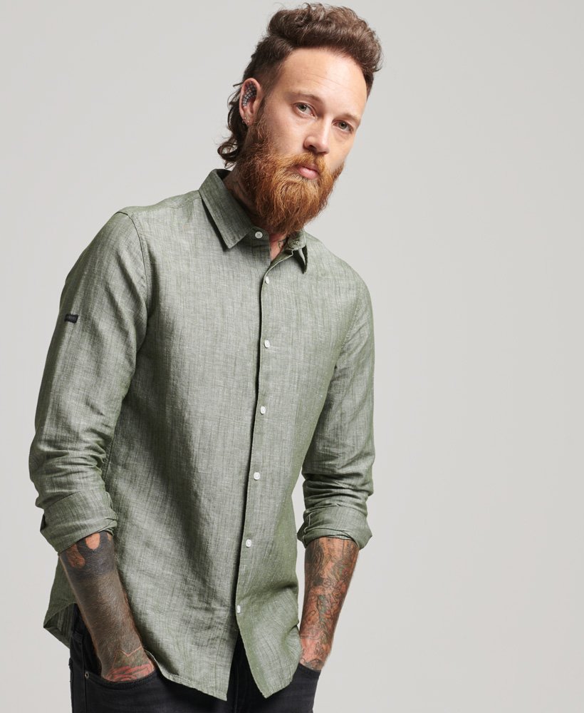 XL Superdry Homme Vêtements Chemises Manches longues Homme Chemise Décontractée à Manches Longues en lin Taille 