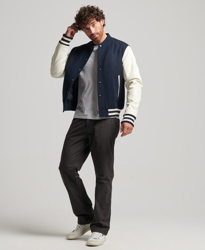 Royal Blue Fleece Faux Leather Sleeves Varsity Jacket | Buy Men Jacket |  Fugazee – FUGAZEE