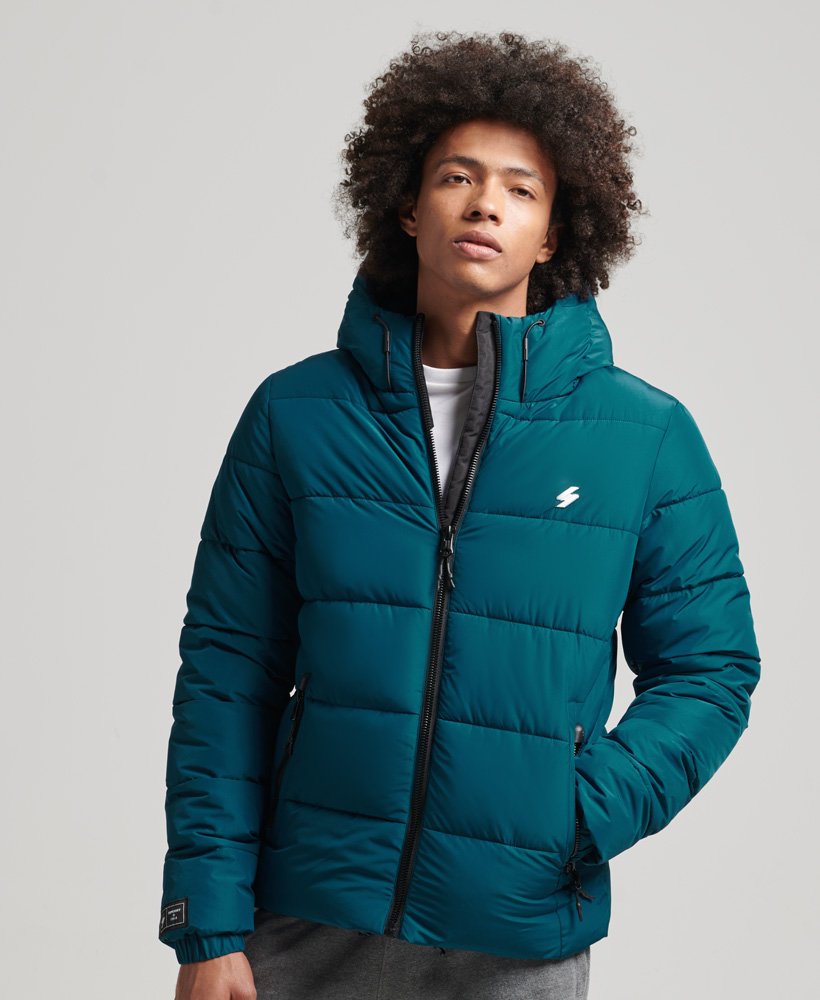 Men's Sports Puffer Hooded Jacket in Sailor Blue