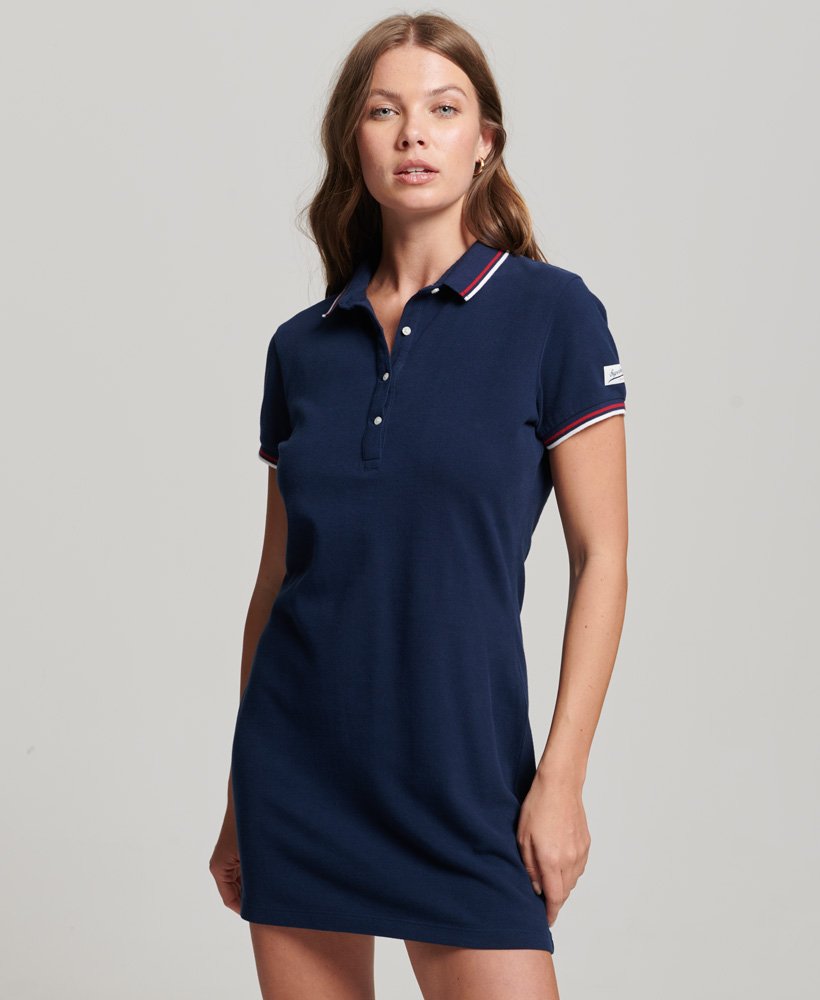 Womens - Stripe Polo Mini Dress in Rich Navy | Superdry UK