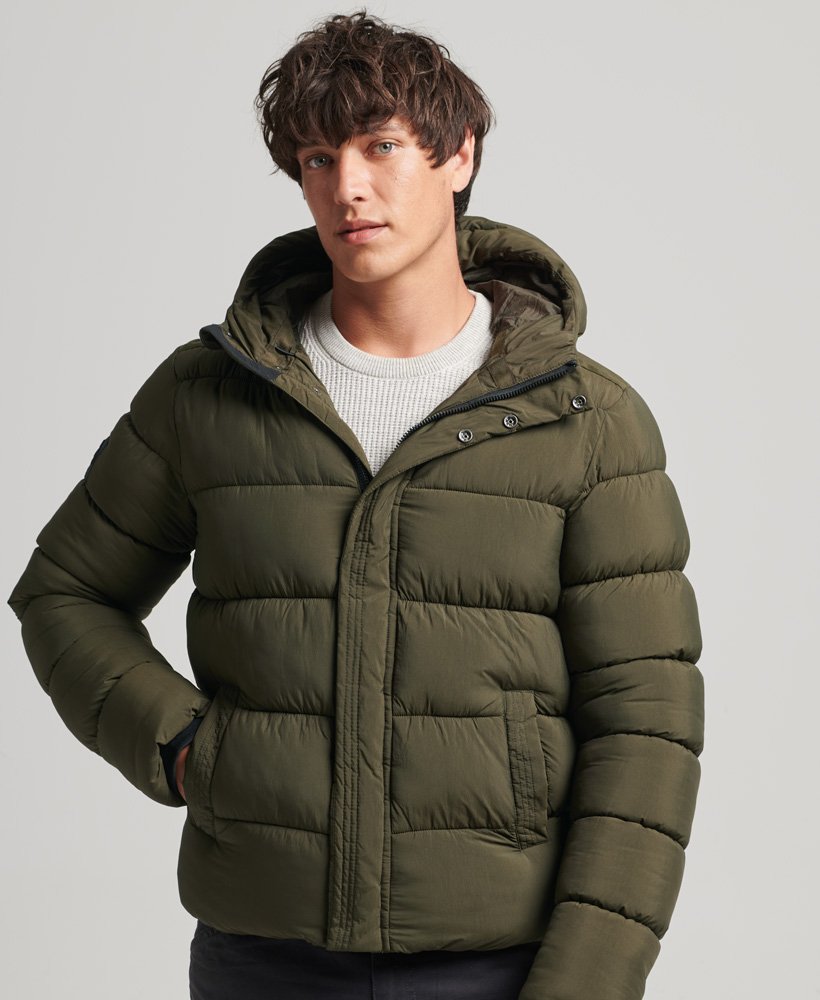 Khaki puffer coat on sale mens