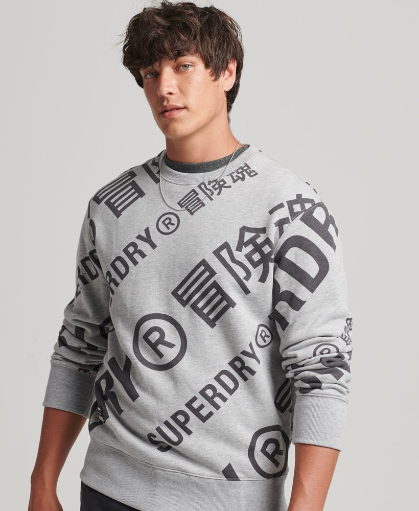 Men's Printed Graphic Sweatshirt Popular Words BANDED Grey Marl