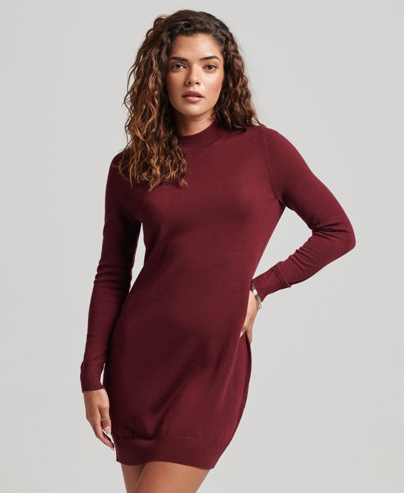 Womens - Merino Knit Dress in Red | Superdry